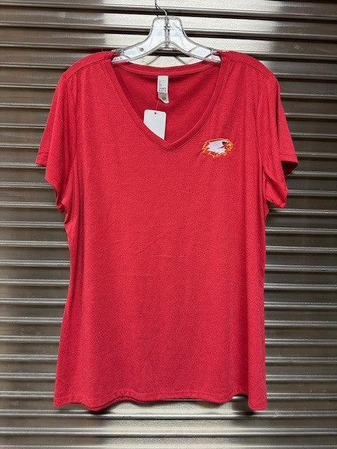 Ladies Red Falcon V-neck